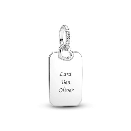 Charm femme pandora pendant plaque rectangulaire gravable argent 398611c00 – charms