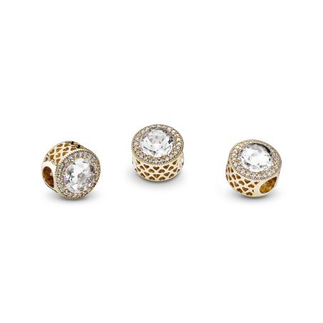 Charm femme pandora or 14k cœurs rayonnants diamant de synthèse 750843cz – charms