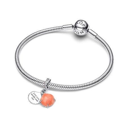 Charm femme pandora pendant double coquillage couleur corail 793821c01 – charms