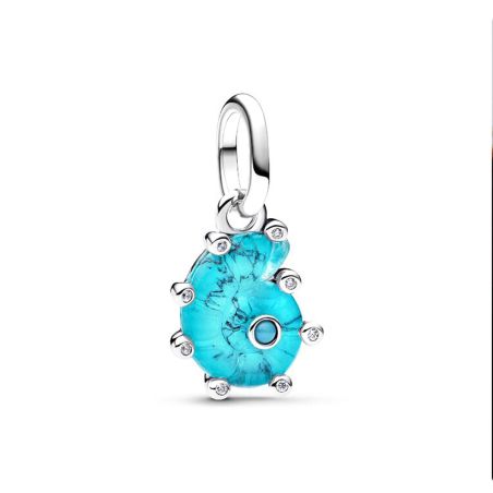 Charm femme pandora pendant escargot de mer verre murano bleu 793900c01 – charms