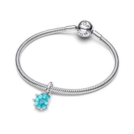 Charm femme pandora pendant escargot de mer verre murano bleu 793900c01 – charms
