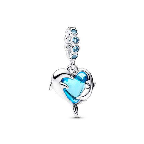 Charm Femme PANDORA Pendant Dauphins Verre Murano Bleu 793924C01