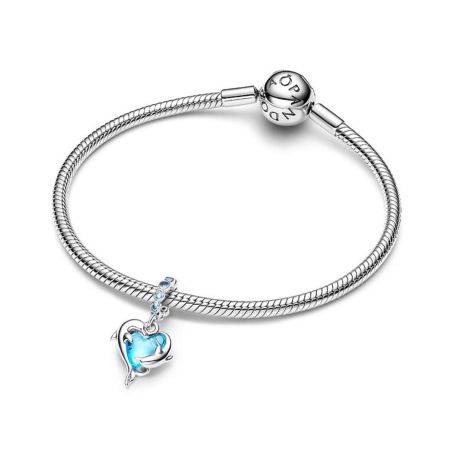 Charm femme pandora pendant dauphins verre murano bleu 793924c01 – charms