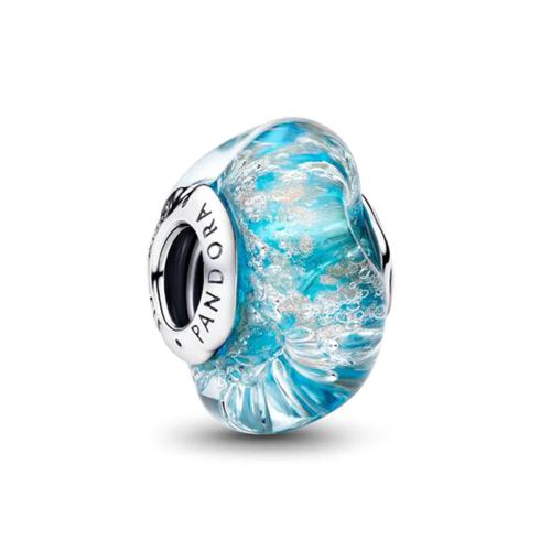 Charm Femme PANDORA Verre Murano Turquoise et Paillettes 794701C01