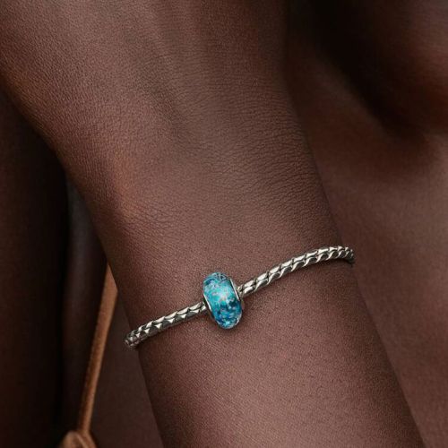 Charm Femme PANDORA Verre Murano Turquoise et Paillettes 794701C01