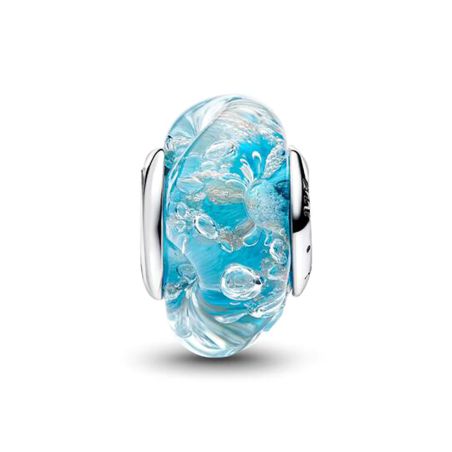 Charm femme pandora verre murano turquoise et paillettes 794701c01 – charms