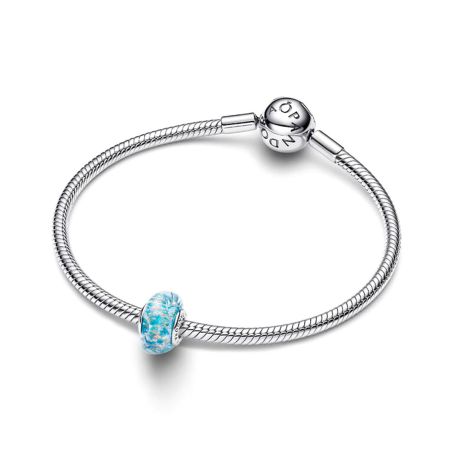 Charm femme pandora verre murano turquoise et paillettes 794701c01 – charms