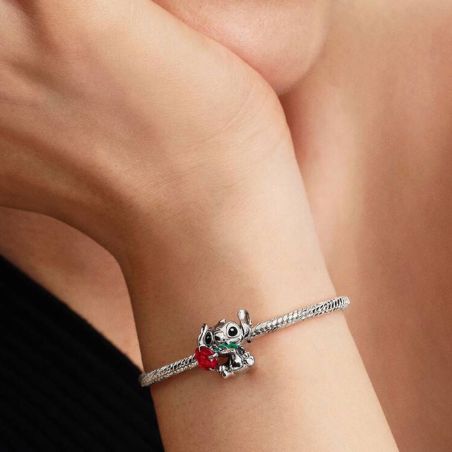 Charm Femme PANDORA Disney Stitch et Rose Verre de Murano 794378C01