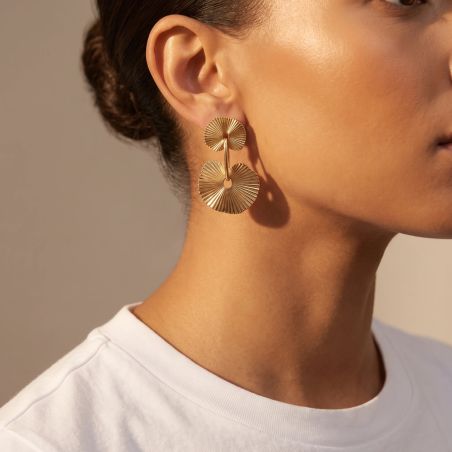 Boucles d'Oreilles Femme Pendantes Coquillages PLAQUE OR Jaune