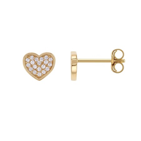 Boucles d'oreilles femme puces coeur plaque or jaune et oxydes – accueil