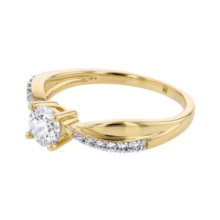 Bague femme solitaire accompagné plaque or jaune et oxyde – bagues plaqué or