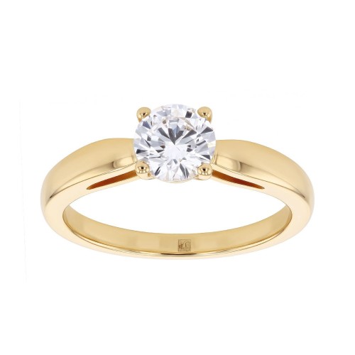 Bague Femme Solitaire PLAQUE OR Jaune et Oxyde
