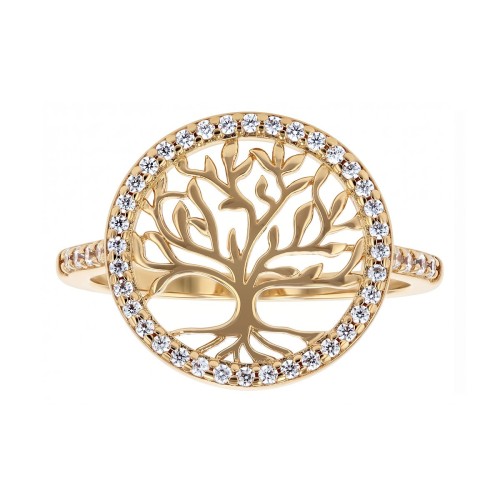 Bague femme arbre de vie EDORA plaqué or et oxydes EDO76100349