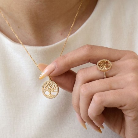 Collier femme arbre de vie EDORA Vermeil Jaune et oxydes EDOVV670028ZB