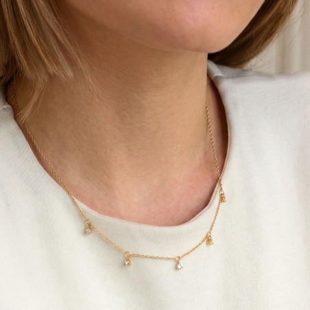 Collier Femme solitaire EDORA plaqué or et oxyde EDO76700312