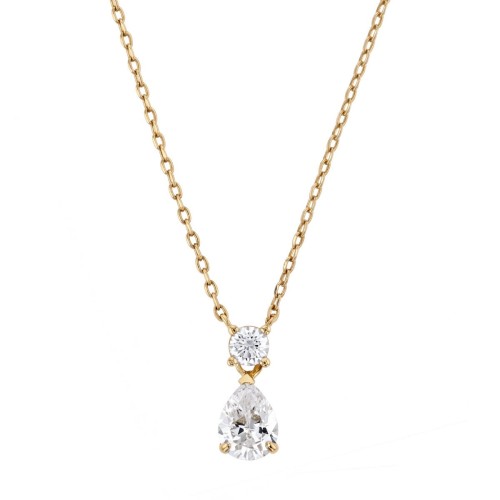 Collier Femme Goutte PLAQUE OR Jaune et Oxydes