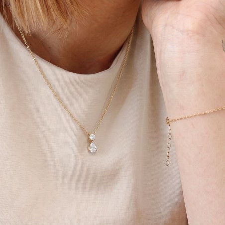 Collier Femme Goutte PLAQUE OR Jaune et Oxydes