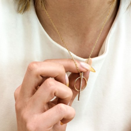 Collier Femme Multi-pierres PLAQUE OR Jaune et Oxydes