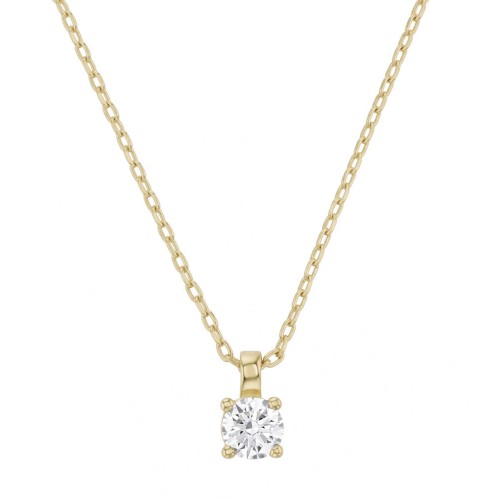 Collier Femme Solitaire PLAQUE OR Jaune et Oxyde