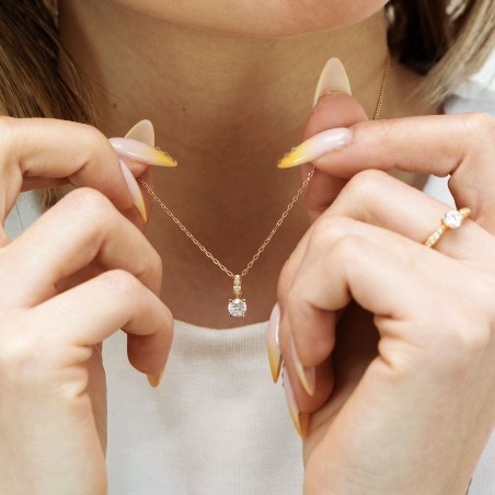 Collier Femme Multi-pierres PLAQUE OR Jaune et Oxydes