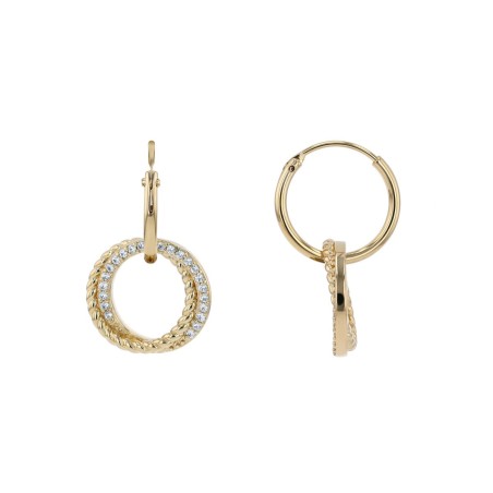 Boucles d'oreilles femme pendantes cercles entrelacés edora plaque or et oxydes
 – boucles d'oreilles femme