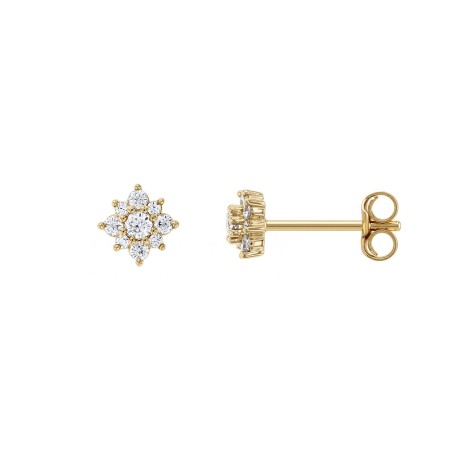 Boucles d'oreilles femme puces fleur edora plaque or et oxydes
 – boucles d'oreilles femme