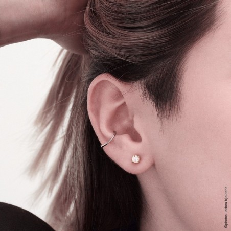 Boucles d'oreilles femme puces EDORA PLAQUE OR et oxydes