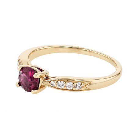Bague femme solitaire accompagné edora plaque or et spinelle rouge – bagues femme