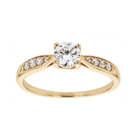 Bague femme solitaire edora vermeil jaune et oxydes edov610001zb – bagues vermeil
