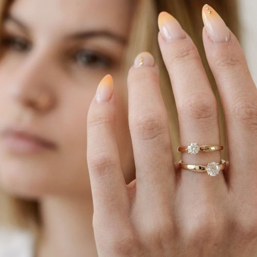 Bague femme solitaire EDORA Vermeil jaune et oxydes EDOV610020ZB