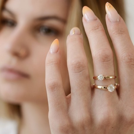 Bague femme solitaire EDORA Vermeil jaune et oxydes EDOV610020ZB