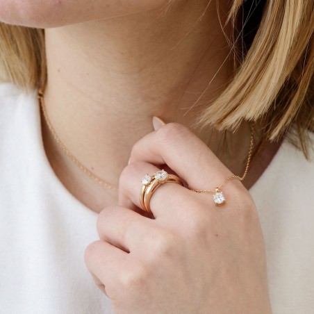 Bague femme solitaire edora vermeil jaune et oxydes edov610020zb – bagues vermeil