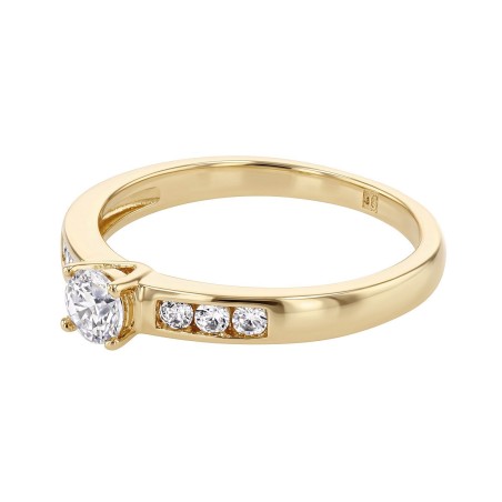 Bague femme solitaire edora vermeil jaune et oxydes edov610014zb – bagues vermeil