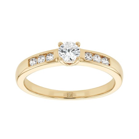 Bague femme solitaire edora vermeil jaune et oxydes edov610014zb – bagues vermeil