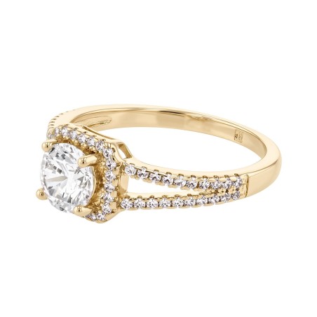 Bague femme solitaire accompagné edora plaque or et oxydes – bagues femme