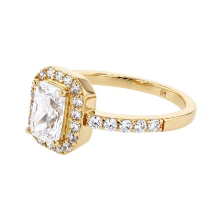 Bague femme solitaire accompagné edora plaque or et oxydes – bagues femme