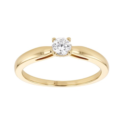 Bague Femme Solitaire PLAQUE OR Jaune et Oxyde