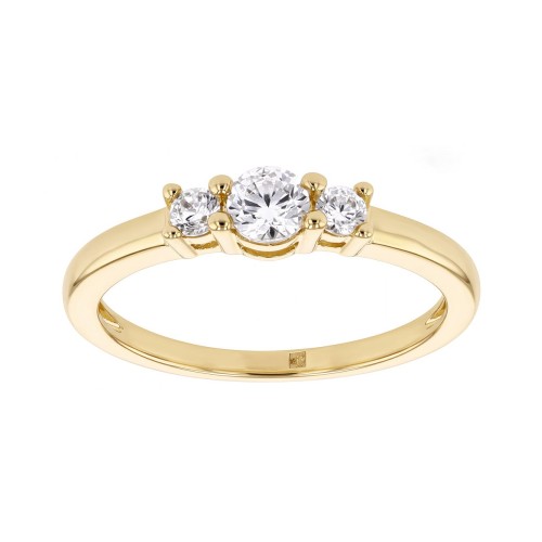 Bague Femme Trilogie PLAQUE OR Jaune et Oxydes