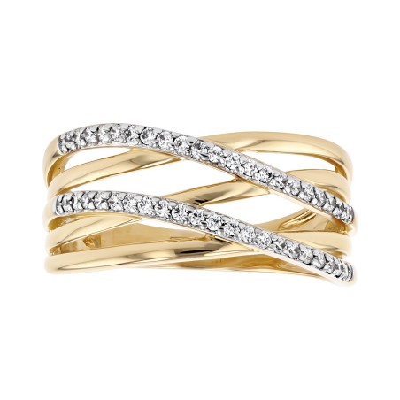 Bague femme entrelacée plaque or jaune et oxydes – bagues plaqué or