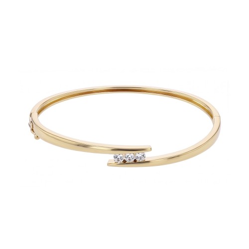 Bracelet femme jonc trilogie EDORA PLAQUE OR et oxydes