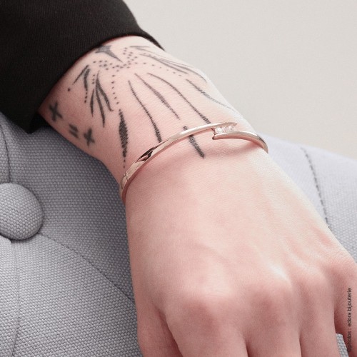 Bracelet femme jonc trilogie EDORA PLAQUE OR et oxydes