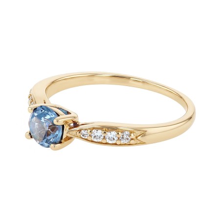 Bague femme solitaire accompagné edora plaque or et spinelle bleue – bagues femme