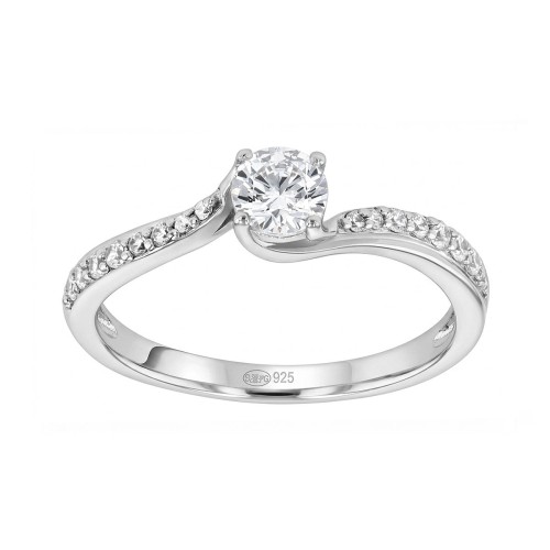 bague femme solitaire accompagné EDORA ARGENT 925/1000 et Oxydes