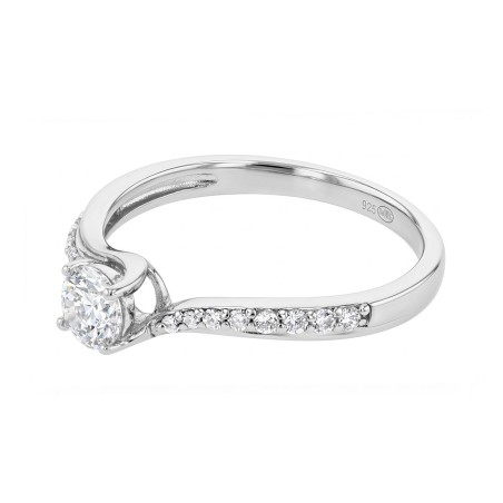 bague femme solitaire accompagné EDORA ARGENT 925/1000 et Oxydes