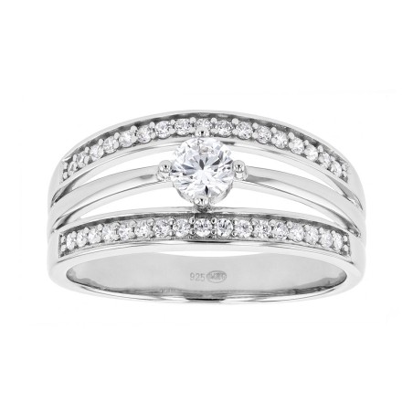 Bague femme solitaire argent 925/1000 et oxydes edo70100287 – toutes nos bagues femme