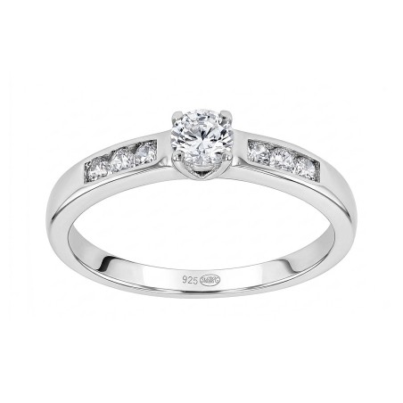 Bague femme solitaire accompagné argent 925/1000 et oxydes edo70100289 – solitaires femme