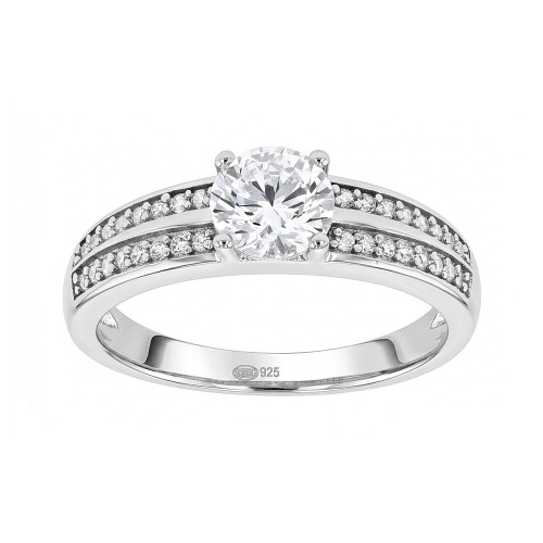 Bague Femme Solitaire ARGENT 925/1000 et Oxydes