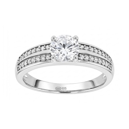 Bague femme solitaire argent 925/1000 et oxydes edo70100335 – solitaires femme