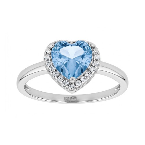 Bague Femme Coeur EDORA ARGENT 925/1000 et Spinelle Bleue EDO70100509