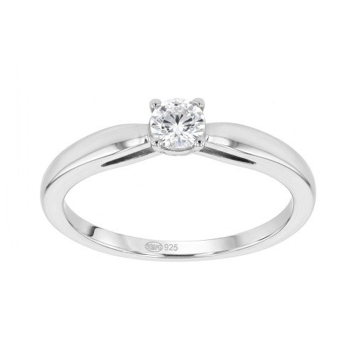 Bague Femme Solitaire ARGENT 925/1000 et Oxyde